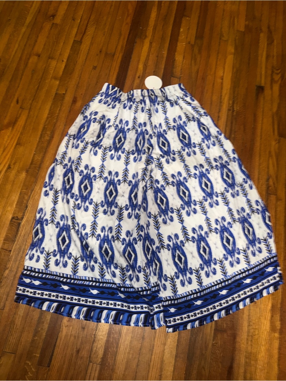 New Umgee Blue White Wide Leg Crop Pants - Medium Hippy-boho